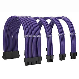 Kit Cabo Sleeved Roxo 18AWG ATX Completo